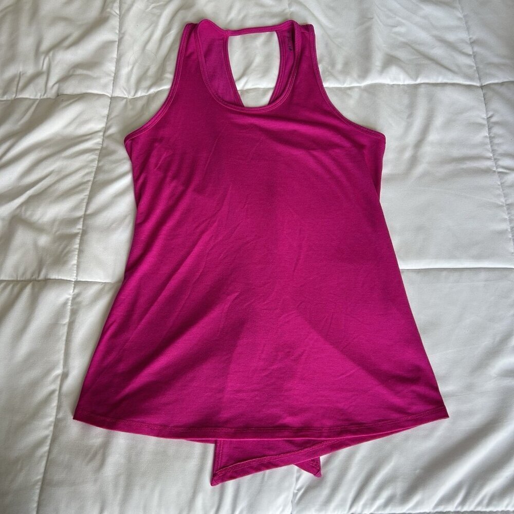 Athleta Tank Top Womens XS Drape Open Back Scoop Neck Sleeveless Magenta Pink